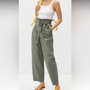 Everlane paper bag pant in thyme green color size S small.